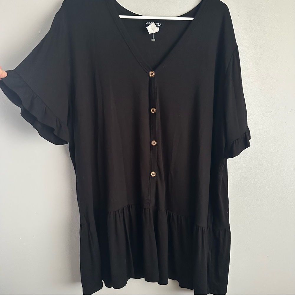 2XL short sleeve black tunic top women’s 2x Heimish USA shirt blouse